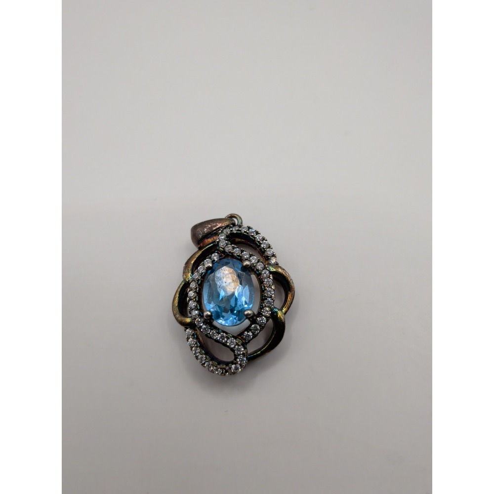 Natural Blue Topaz Sterling Silver Pendant‎ - Picture 4 of 4